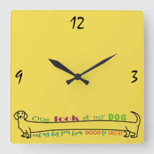 Horloge Carrée Dachshund Wiener Long Dog Drôle mignon Simple Jaun
