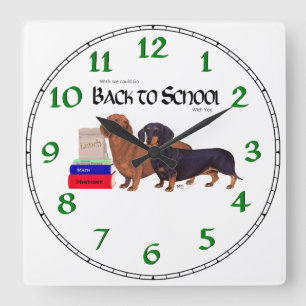 Horloge Carrée Dachshunds rentrent à l'école