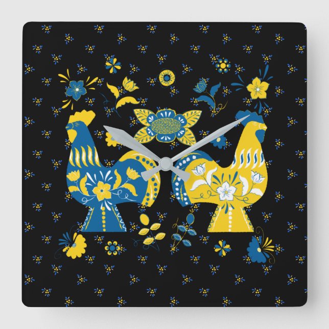 Horloge Carrée Dala Rooster suédois (Recto)