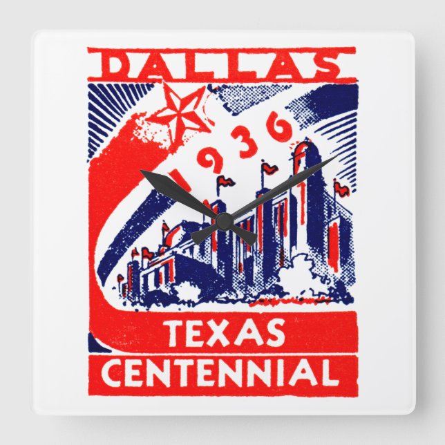 Horloge Carrée Dallas Texas Centennial 1936 (Recto)