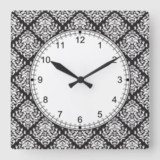 Horloge Carrée Damas blanc sur noir