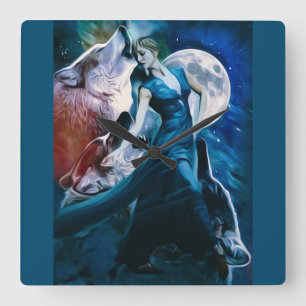 Horloge Carrée dancer and wolves