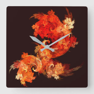 Horloge Carrée Dancing Firebirds Abstract Art Square