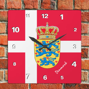 Horloge Carrée Danemark Horloge, maison patriotique, Drapeau dano