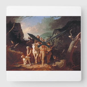 Horloge Carrée Daniel Boone escortant des colons 