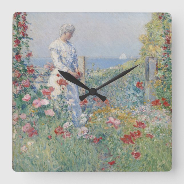 Horloge Carrée Dans un tableau de jardin (Recto)