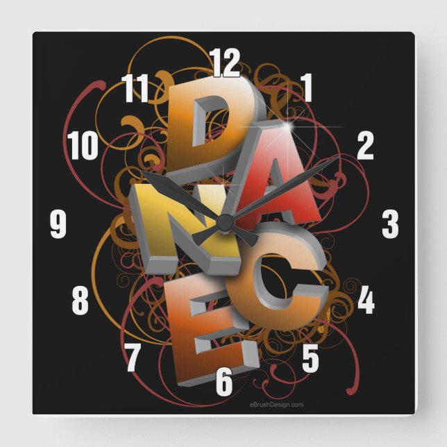 Horloge Carrée Danse 3D (automne) (Recto)