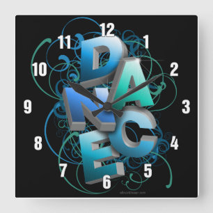 Horloge Carrée danse 3D (ressort)