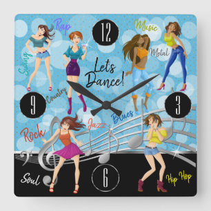 Horloge Carrée Danse All Night Music Girl
