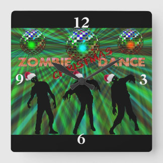 Horloge Carrée Danse de Zombie Christmas