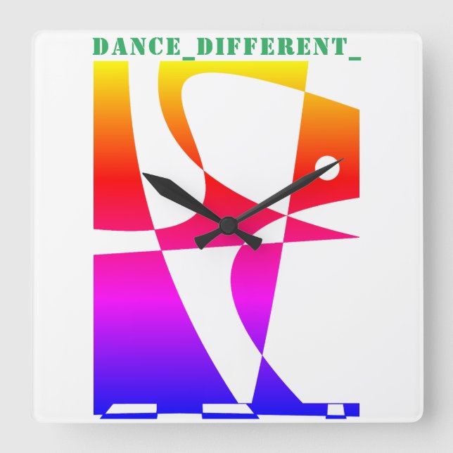 Horloge Carrée DANSE_DIFFÉRENT_ Arc-en-ciel (Recto)