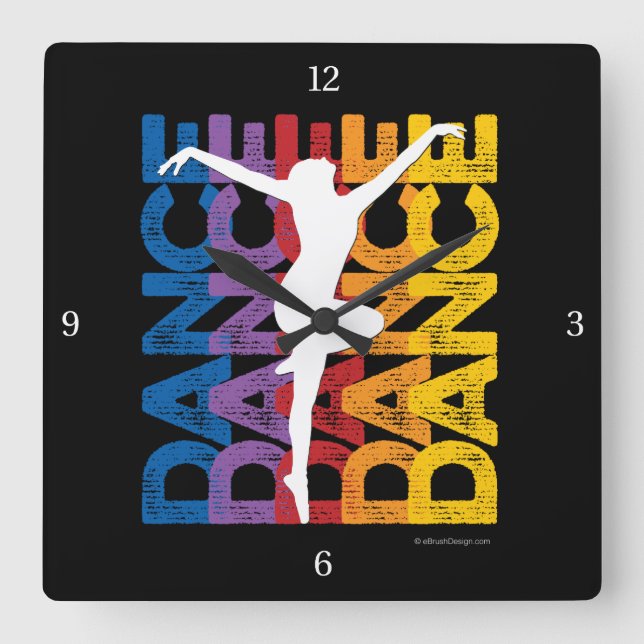 Horloge Carrée danse et lettres (Recto)
