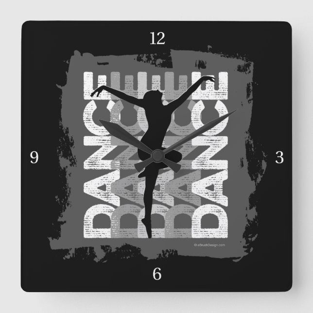 Horloge Carrée Danse et Lettres (Danse et danse) (Recto)