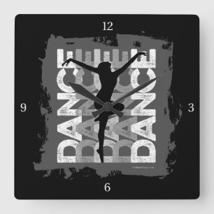 Horloge Carrée Danse et Lettres (Danse et danse)