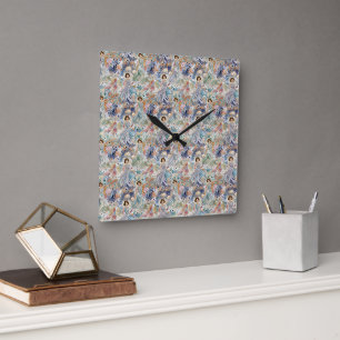 Horloge Carrée Danse Éthérée Motif Féminin Aquarelle Rêveur