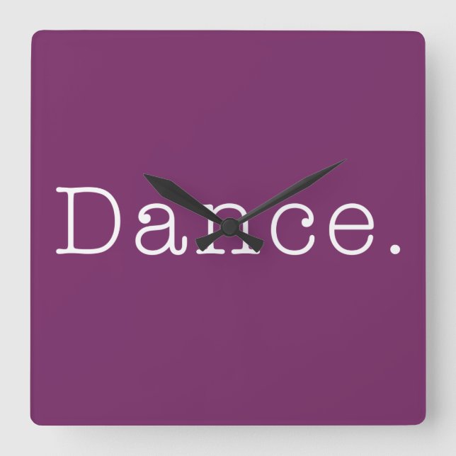 Horloge Carrée Danse. Magenta Purple Dance Modèle (Recto)