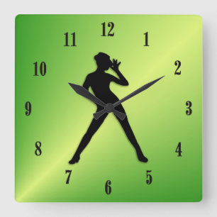 Horloge Carrée Danse moderne vert