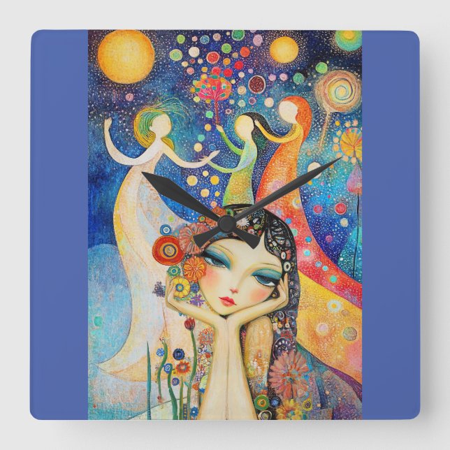 Horloge Carrée Danseurs Et Rêves (Recto)