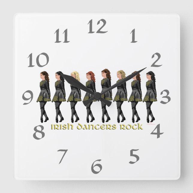 Horloge Carrée Danseurs Irlandais Rock (Recto)