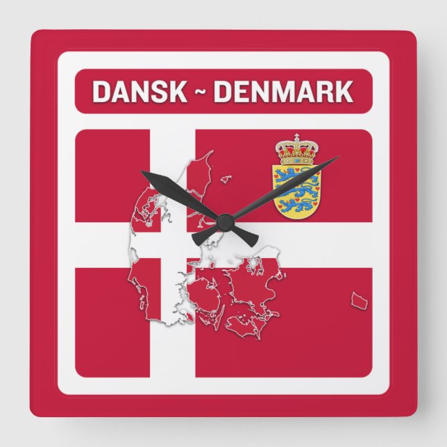 Horloge Carrée Dansk Denmark Flag (Recto)