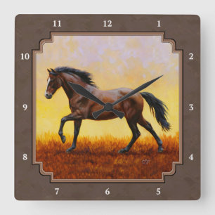 Horloge Carrée Dark Bay Runse Horse Taupe