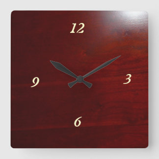 Horloge Carrée Dark cherry wood look