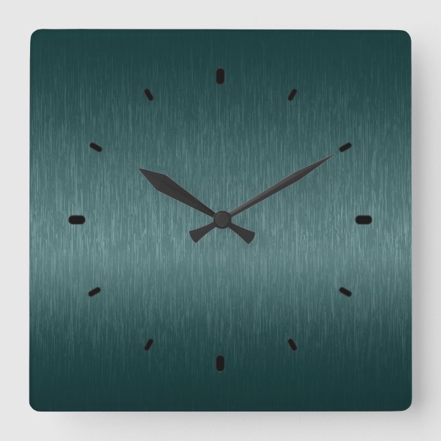 Horloge Carrée Dark Green Metallic Design Brushed Steel Look (Recto)