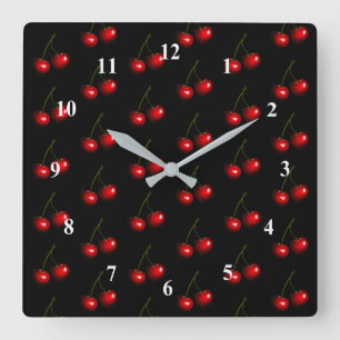 Horloge Carrée dark Sweet Cherries