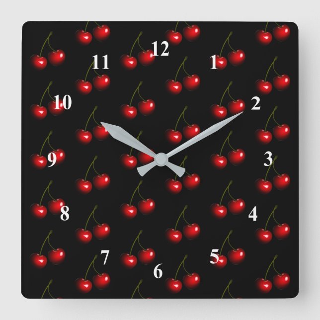 Horloge Carrée dark Sweet Cherries (Recto)