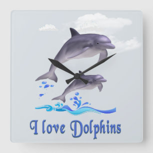 Horloge Carrée Dauphins