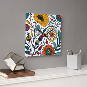 Horloge Carrée Dazzling Daisy Delight : Un Favori Floral Fashion