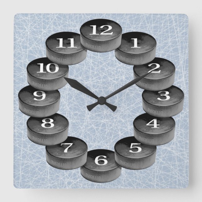 Horloge Carrée de Hockey (Recto)