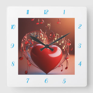 Horloge carrée de la Saint-Valentin