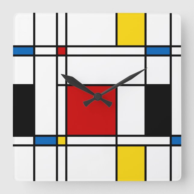 Horloge Carrée De Stijl Motif (Recto)