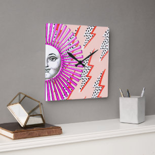 Horloge Carrée Déco Cubiste Géométrique Futuriste