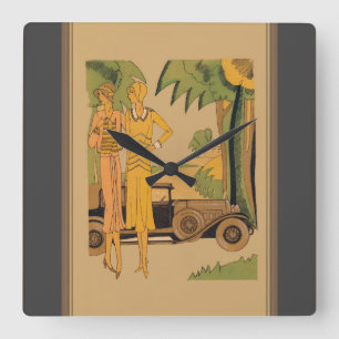Horloge Carrée Déco Dames Et Voiture