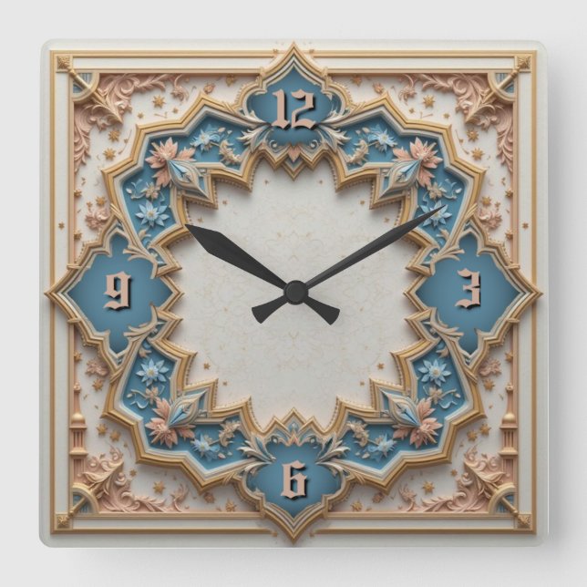 Horloge Carrée Déco menthe (Recto)