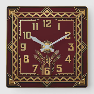 Horloge Carrée Déco rouge