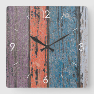 Horloge Carrée Décodeur de Vintage Stripe Design Rustic Country W