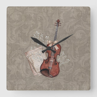 Horloge Carrée Décor de la musique de Violin