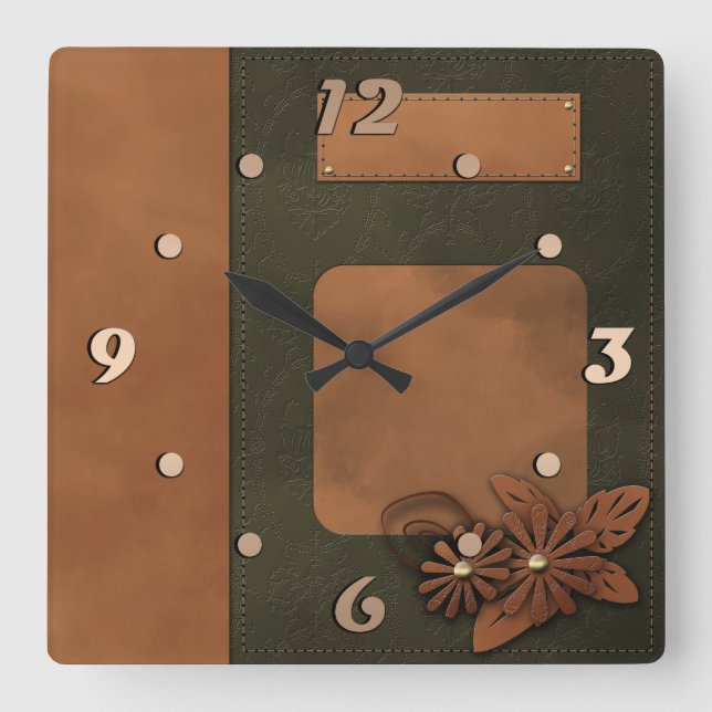 Horloge Carrée Décor de Leather (Recto)