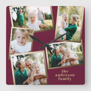 Horloge Carrée Décor de maison familiale multi-photo moderne et d