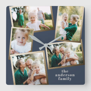 Horloge Carrée Décor de maison familiale multi-photo moderne et d