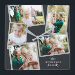 Horloge Carrée Décor de maison familiale multi-photo moderne et d<br><div class="desc">Carte de vacances monochrome monochrome moderne et gris.</div>