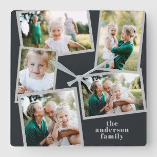 Horloge Carrée Décor de maison familiale multi-photo moderne et d