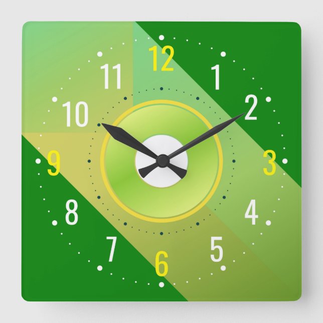 Horloge Carrée Décor Unique & Traditionnel - Vert Moderne (Recto)