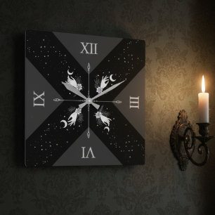 Horloge Carrée Décoration de maison gothique argent noir humeur s