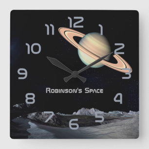 Horloge Carrée Décoration de maison sur le thème de l'espace pers