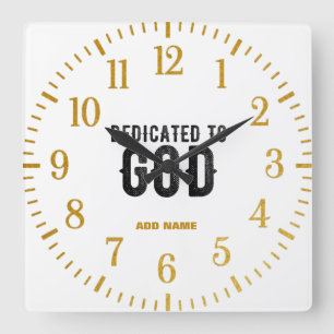 HORLOGE CARRÉE DÉDIÉ À DIEU PERSONNALISABLE COOL TEXTE NOIR