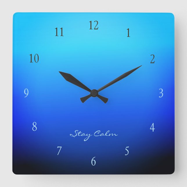 Horloge Carrée Dégradé d'océan Stay Calm (Recto)